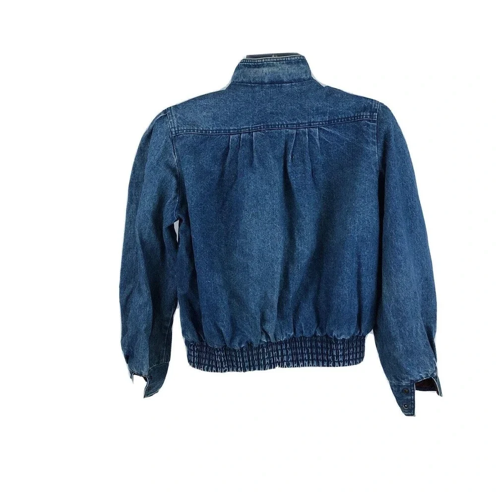 Bramble Lane Denim Blue Jean Trucker Jacket Size Large Vintage 80s Blanket Lined